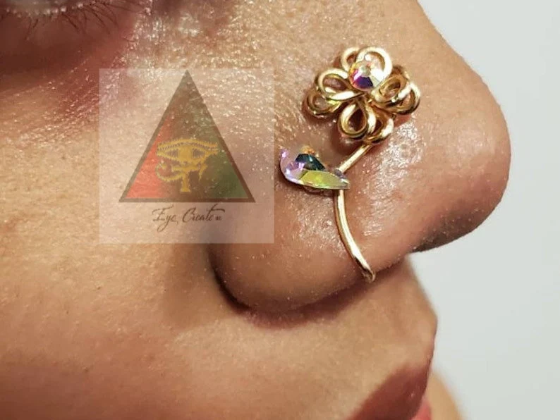 Swarovski Crystal Flower Nose Cuff