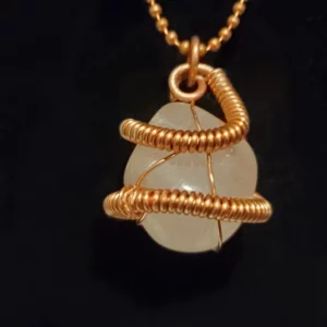 Copper Wrapped Rose Quartz Crystal With Copper Necklace Rose Quartz Jewelry