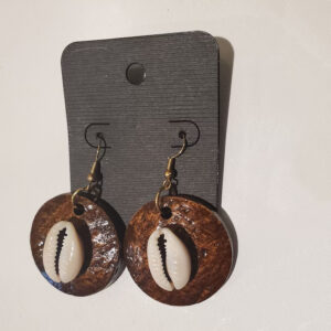 Handmade Coconut Shell And Cowrie Shell Earrings Coconut Jewelry