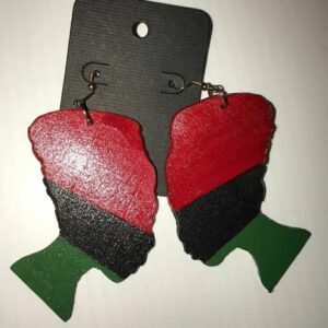 Handmade RBG Wooden Nefertiti Earrings