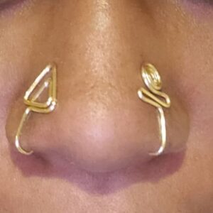 2 PIECE Double Pyramid & Ankh Swirl Nose Cuff Set