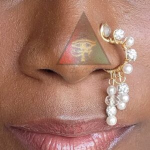 She Glows in Pearls Faux Pearl and Sparkles Dangling Nose Cuff